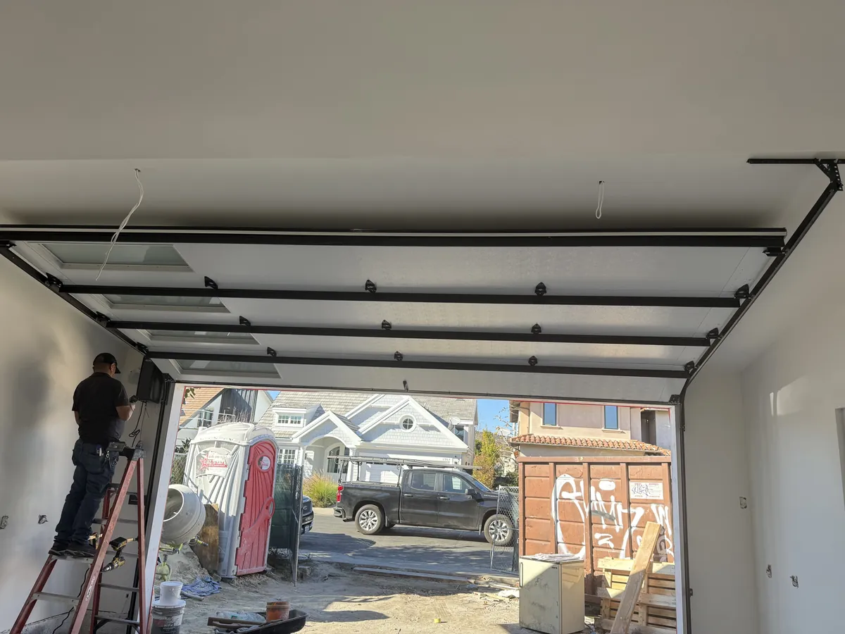 High-lift garage door clearance setup